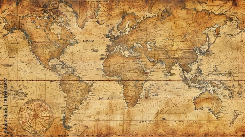Fototapeta premium Antique map wallpaper