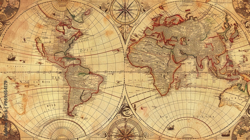 Obraz premium Antique map wallpaper