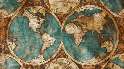 Fototapeta Naklejka Na Ścianę i Meble -  Antique map wallpaper