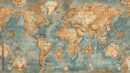 Fototapeta Naklejka Na Ścianę i Meble -  Antique map wallpaper