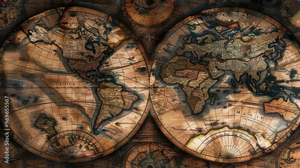 Fototapeta premium Antique map wallpaper