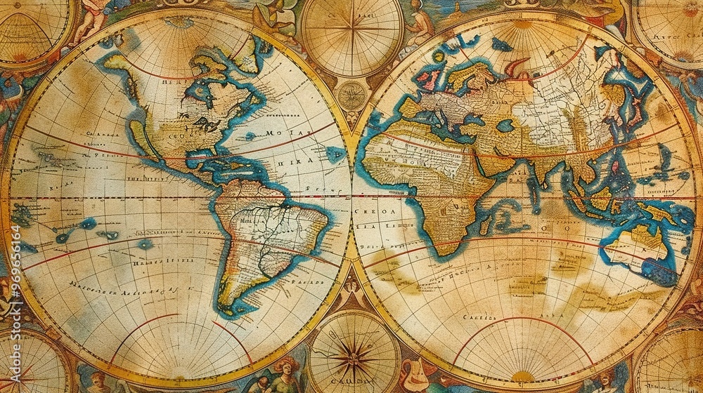 Obraz premium Antique map wallpaper