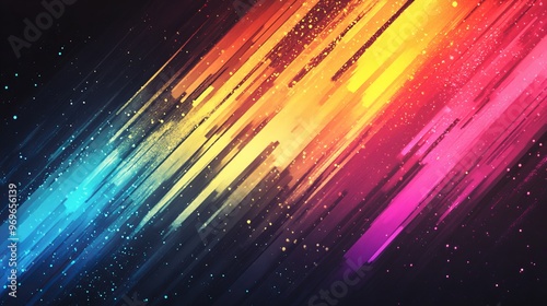 Vibrant streaks of color create dynamic visual effects on a dark background