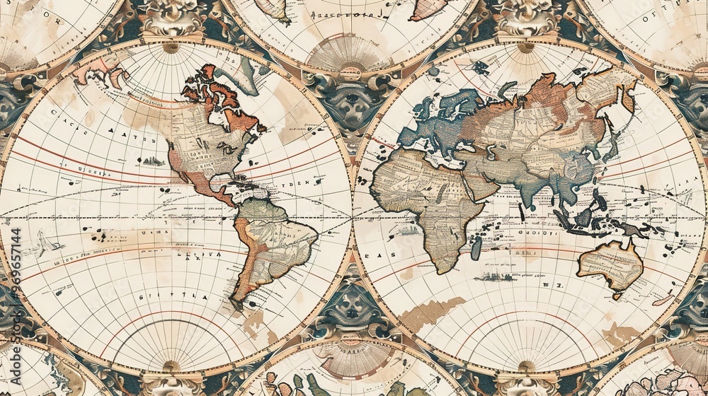 Obraz premium Antique map wallpaper