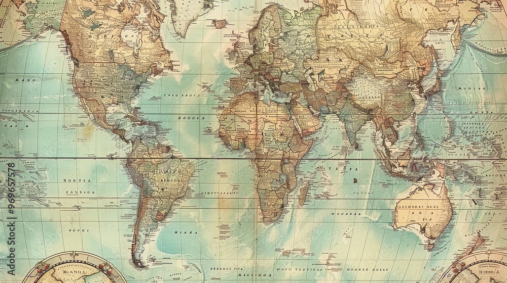 Naklejka premium Antique map wallpaper