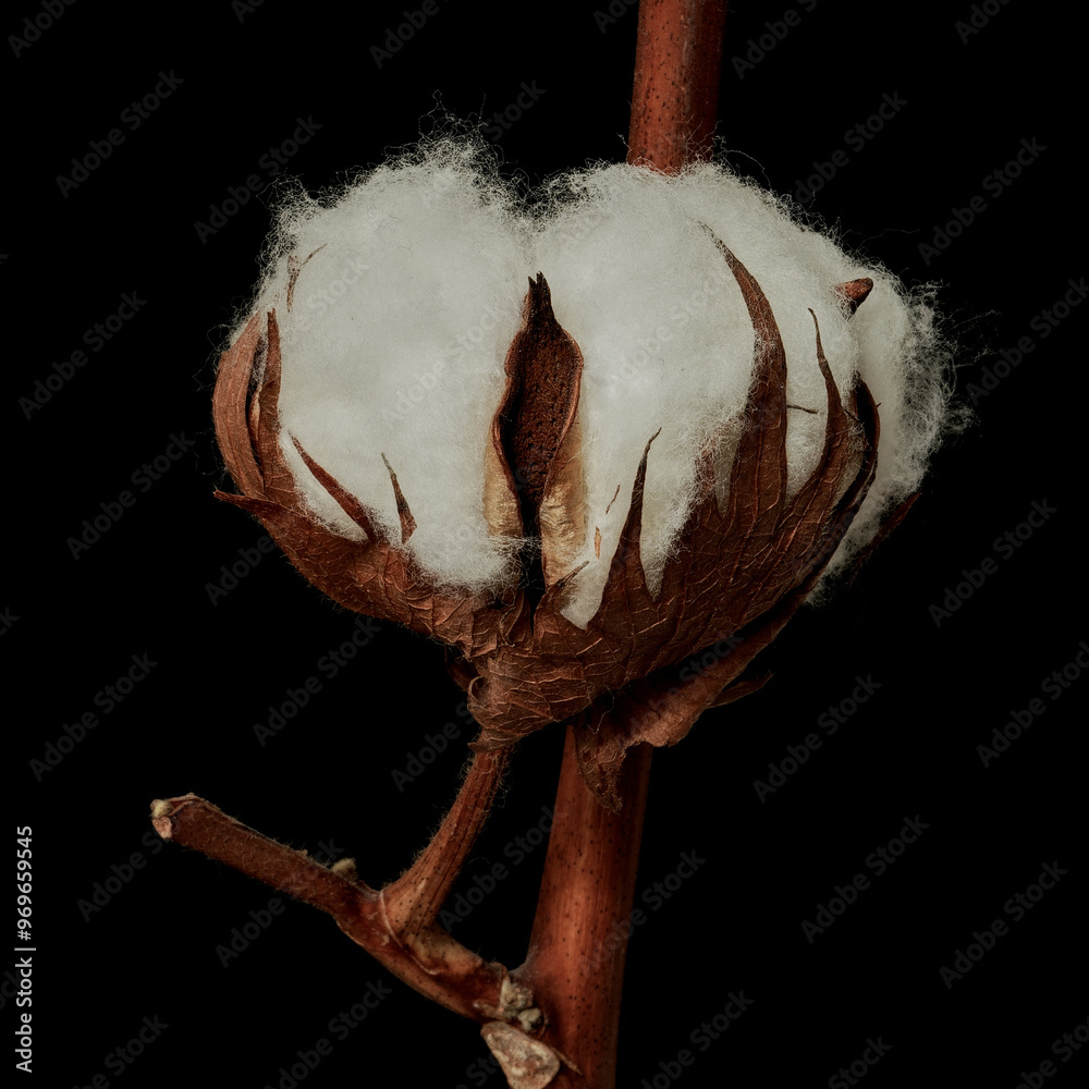 cotton flower close up on black background cotton flower close up on black background
