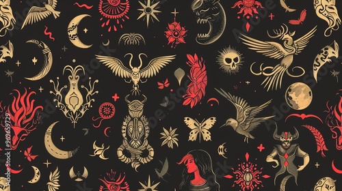 Wallpaper Mural Mythical pattern seamless wallpaper Torontodigital.ca