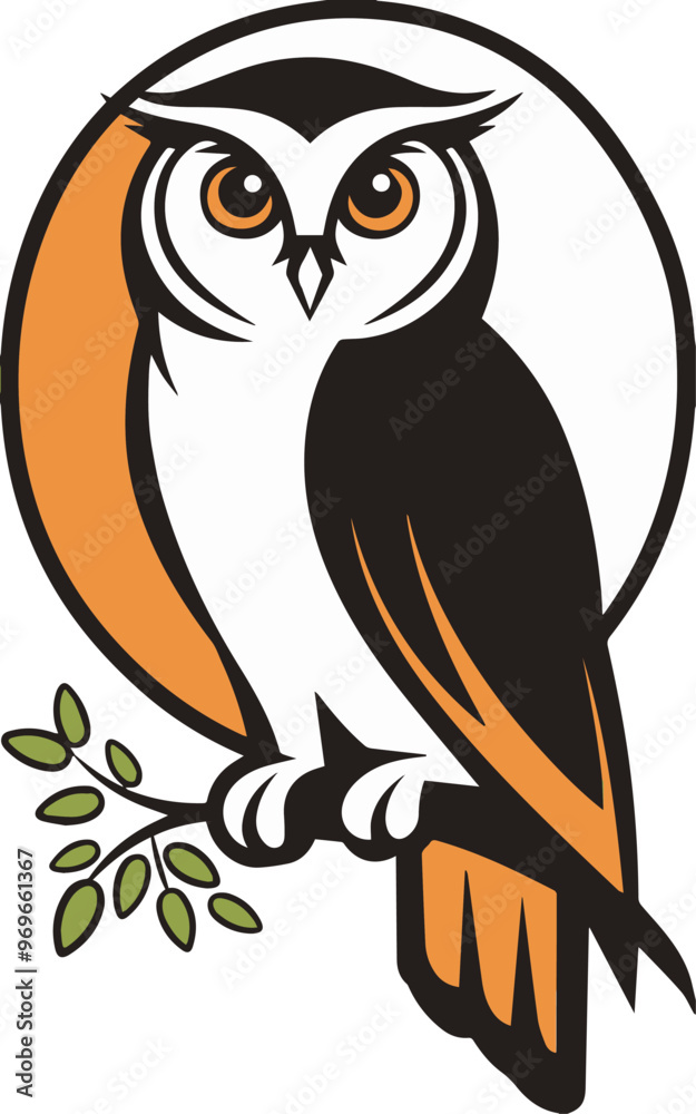 Fototapeta premium Owl setting on a branch vector illustration