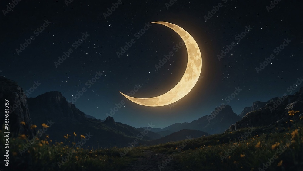 Cartoon crescent moon with a cheerful expression. Cartoon crescent moon with a cheerful expression.