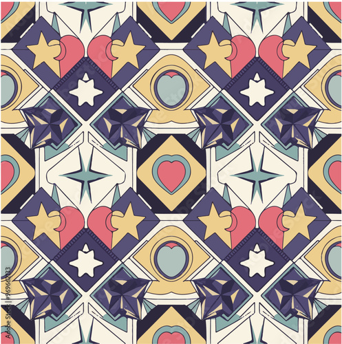 Creative generative AI image with beige pink and green pattern as abstract background