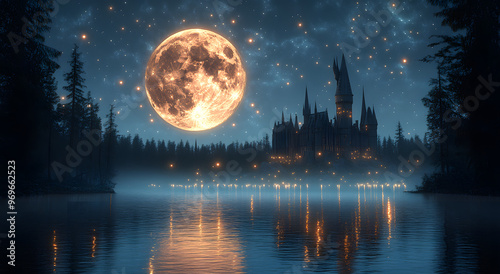 “The Moon Shines Brightly in the Night Sky Casting Its Light”
