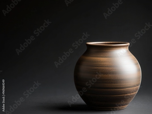 Elegant handmade clay pot showcasing intricate craftsmanship against a dark background