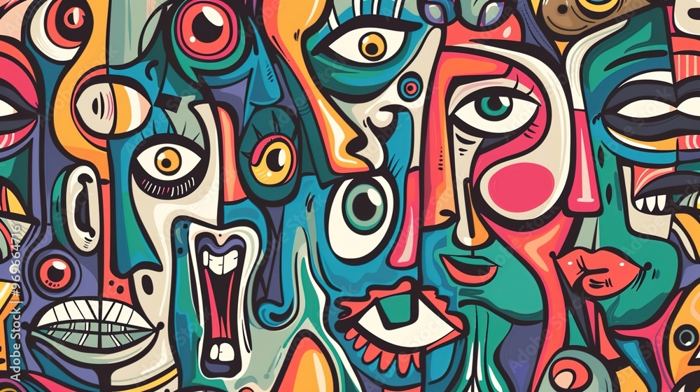 Cartoon style street art pattern wallpaper Cartoon style street art pattern wallpaper