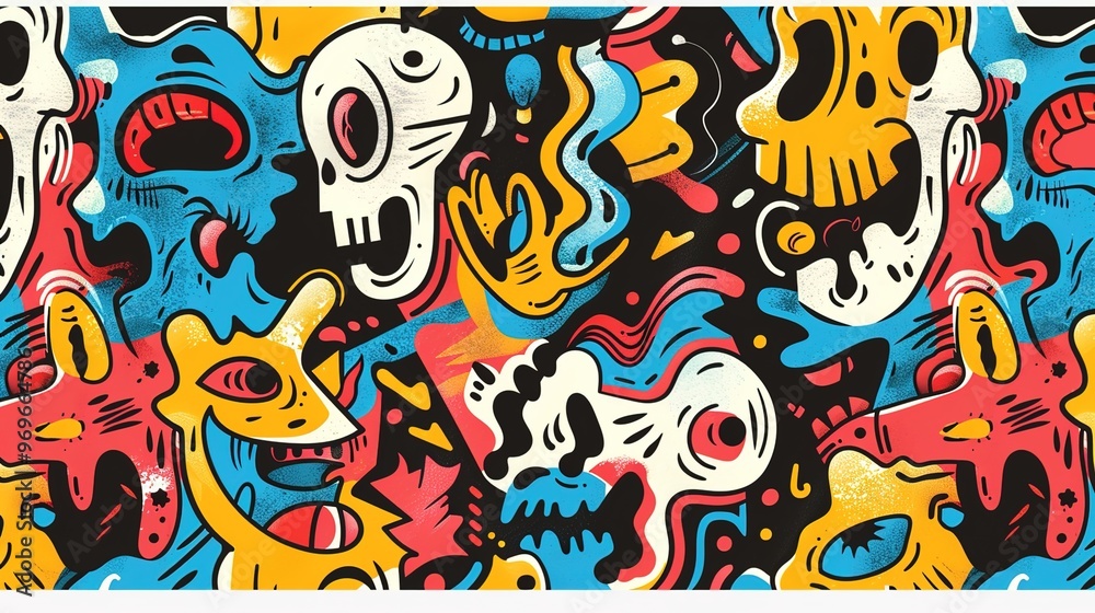 Cartoon style street art pattern wallpaper Cartoon style street art pattern wallpaper
