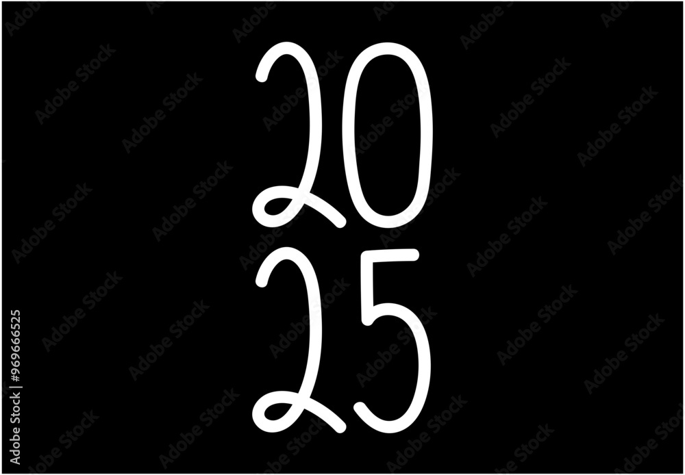 Happy New Year 2025 Typography Black And White Design Abstract Logo Symbol Vector Illustration Happy New Year 2025 Typography Black And White Design Abstract Logo Symbol Vector Illustration