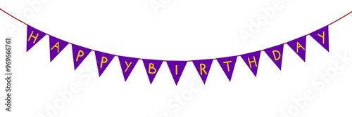 ribbon png, Happy birthday text, birthday banner, birthday decorations, purple ribbon, bunting, purple banner, flag, decoration, banner png, triangle flag decoration