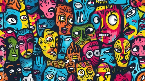 Cartoon style street art pattern wallpaper