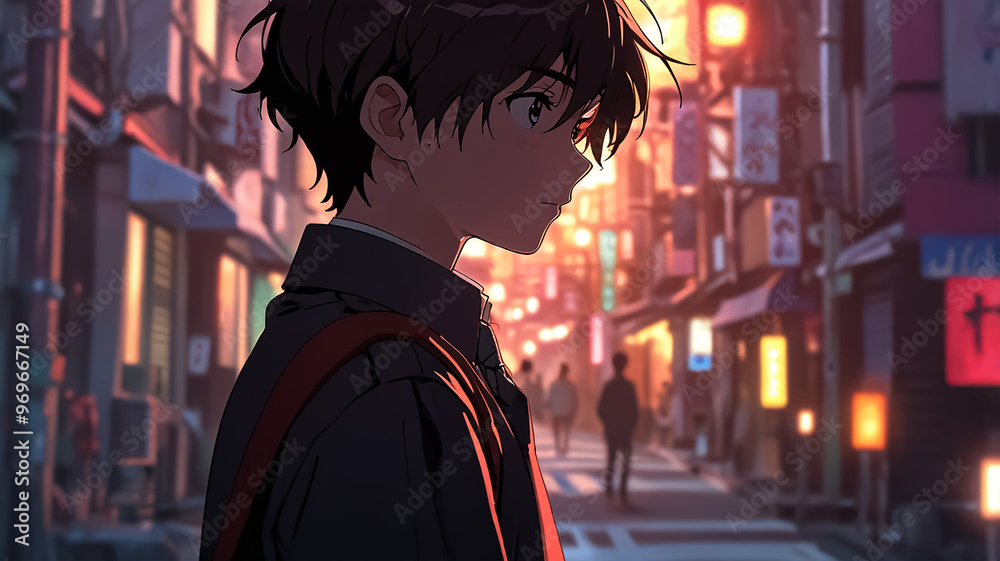 Anime Young Hero with Bold Hues Lofi Style, 4K Background. Anime Young Hero with Bold Hues Lofi Style, 4K Background.