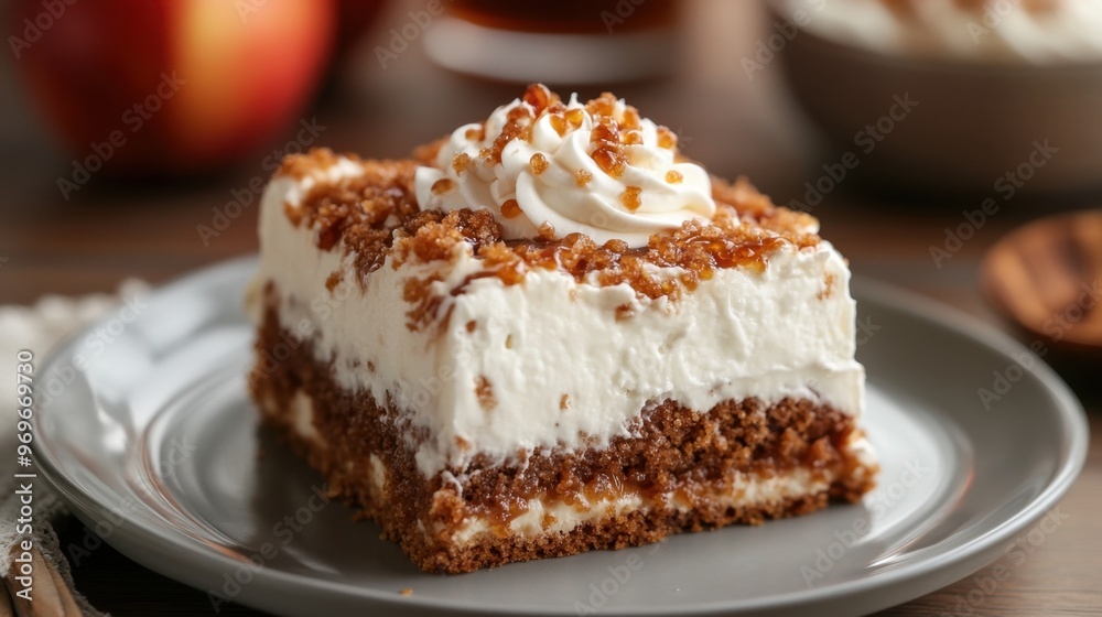Carrot Cake Slice with Cream Cheese Frosting on Wooden Table Carrot Cake Slice with Cream Cheese Frosting on Wooden Table