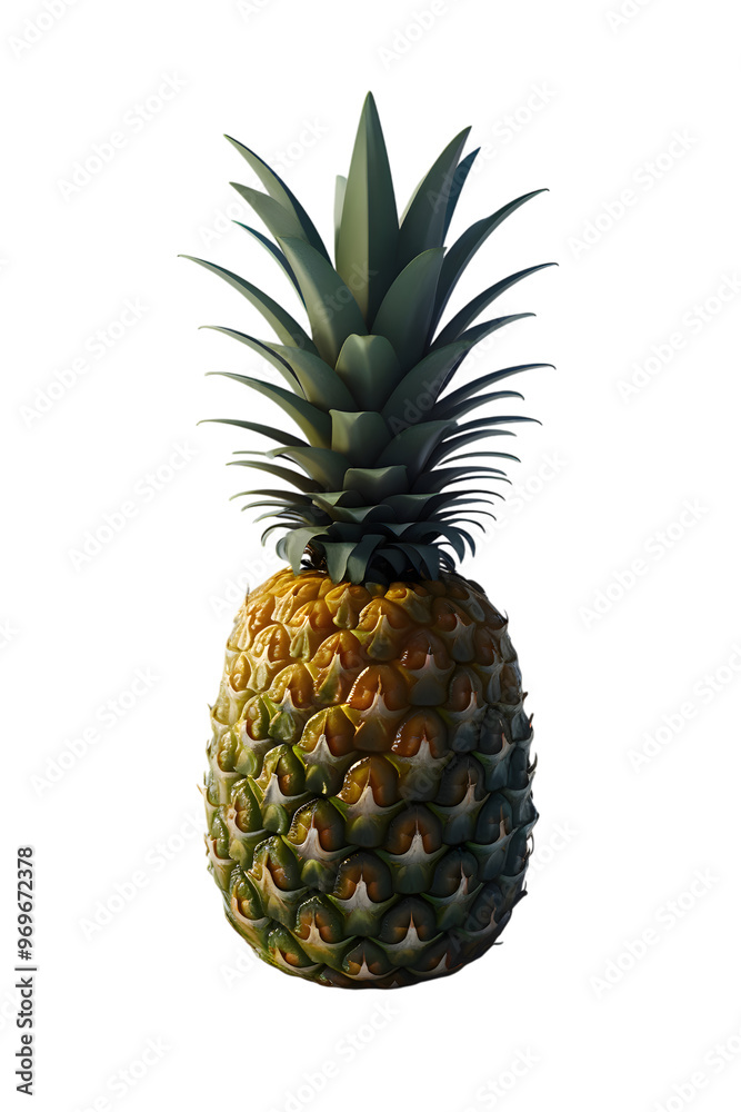 High-Resolution Image of Pineapple with Green Leaves and Golden Yellow Skin - Ideal for Food Blogs, Online Retailers, and Tropical Themes High-Resolution Image of Pineapple with Green Leaves and Golden Yellow Skin - Ideal for Food Blogs, Online Retailers, and Tropical Themes