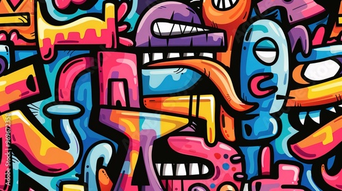 Cartoon street art pattern wallpaper