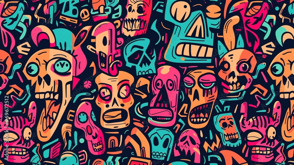 Cartoon street art pattern wallpaper Cartoon street art pattern wallpaper