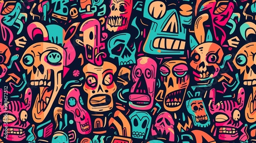 Cartoon street art pattern wallpaper