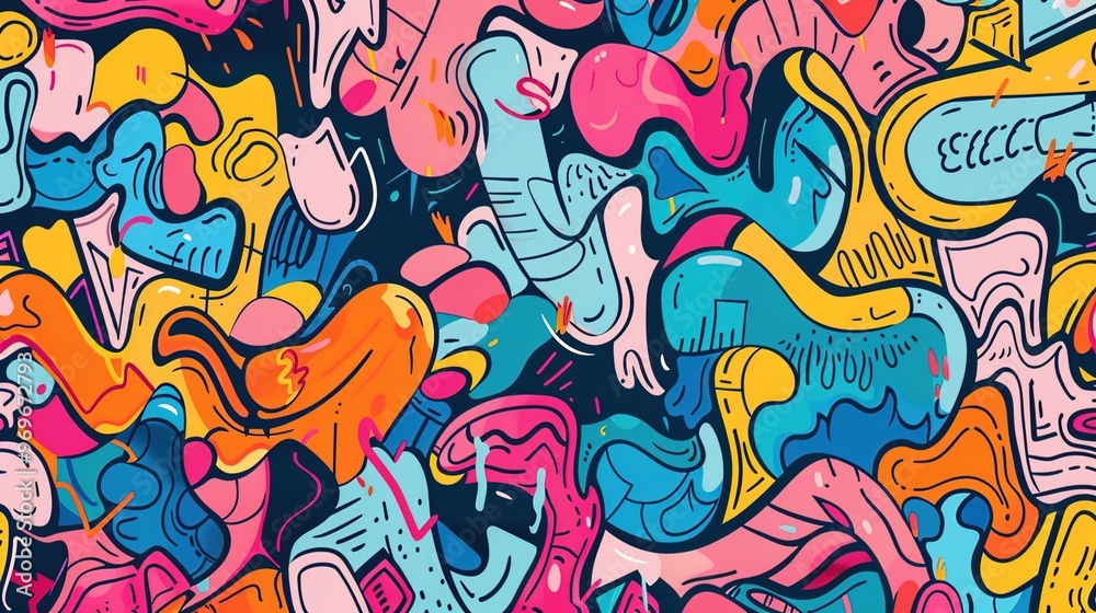 Cartoon street art pattern wallpaper