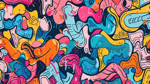 Wallpaper Mural Cartoon street art pattern wallpaper Torontodigital.ca