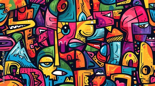 Cartoon street art pattern wallpaper