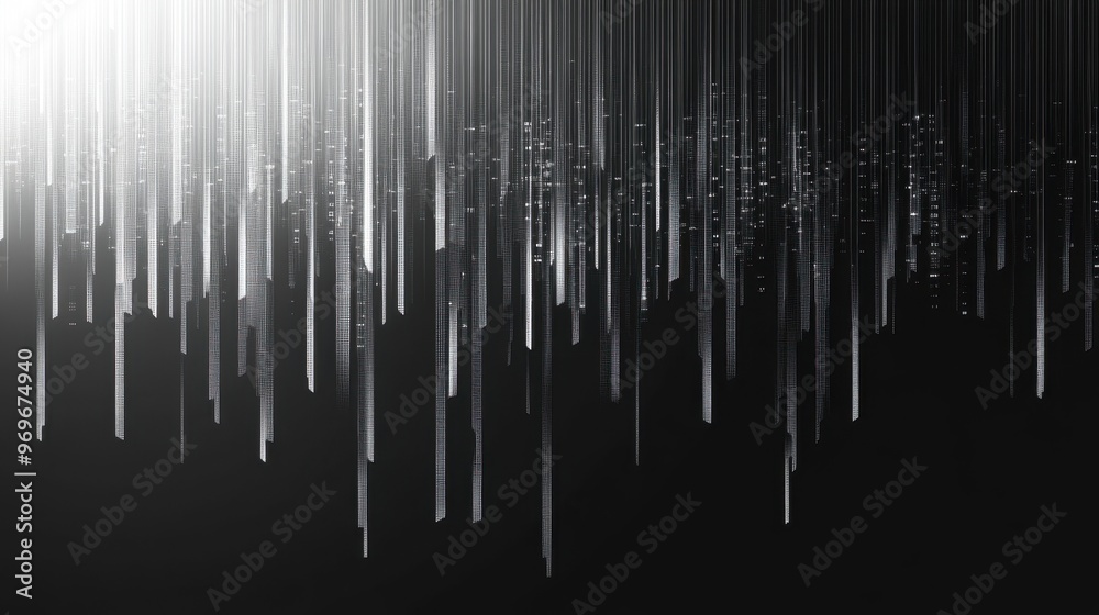 Abstract Digital Rain Background with White Binary Code Lines Abstract Digital Rain Background with White Binary Code Lines