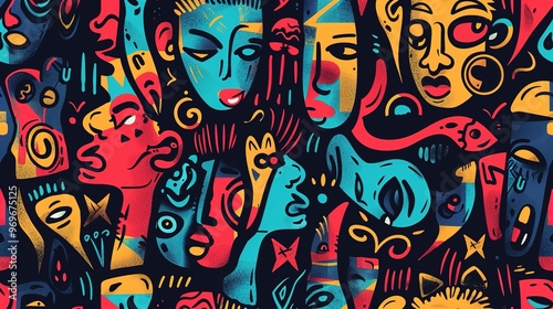 Cartoon street art pattern wallpaper