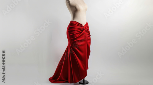 Elegant Red Mermaid Skirt on Mannequin photo