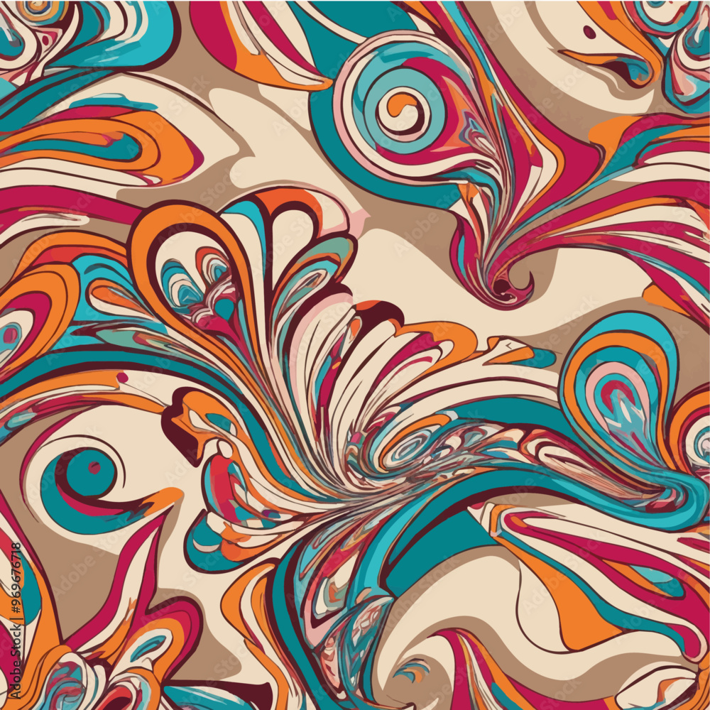Creative generative AI image with beige pink and green pattern as abstract background Creative generative AI image with beige pink and green pattern as abstract background