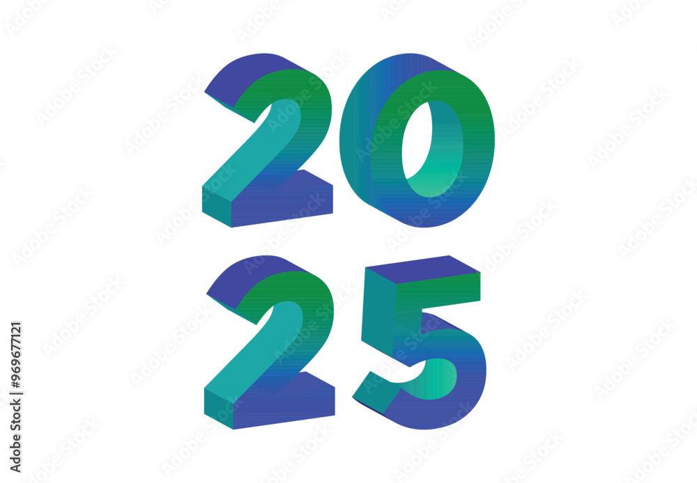 Happy New Year 2025 3D Realistic Blue Design Abstract Logo Symbol Vector Illustration Happy New Year 2025 3D Realistic Blue Design Abstract Logo Symbol Vector Illustration