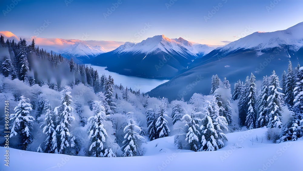 winter landscape with snow covered mountains
