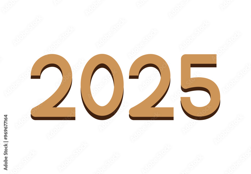 Happy New Year 2025 Design Brown Realistic Abstract Logo Symbol Vector Illustration Happy New Year 2025 Design Brown Realistic Abstract Logo Symbol Vector Illustration