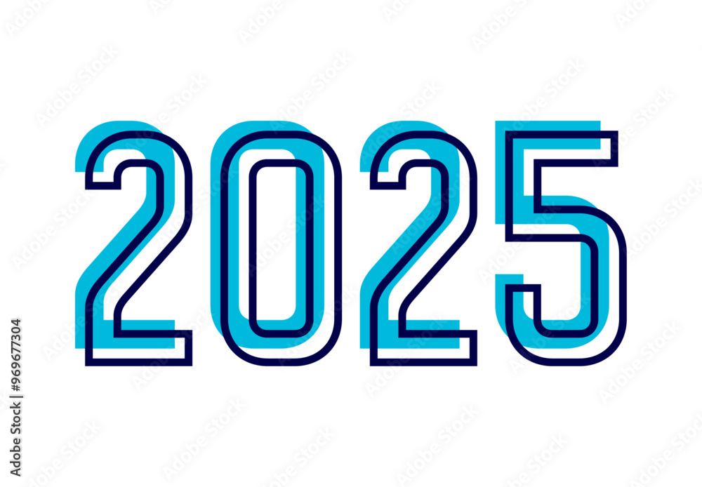 Happy New Year 2025 Design Blue Typography Abstract Logo Symbol Vector Illustration Happy New Year 2025 Design Blue Typography Abstract Logo Symbol Vector Illustration