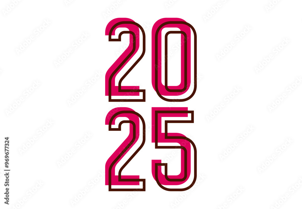 Happy New Year 2025 Design Pink Typography Abstract Logo Symbol Vector Illustration Happy New Year 2025 Design Pink Typography Abstract Logo Symbol Vector Illustration
