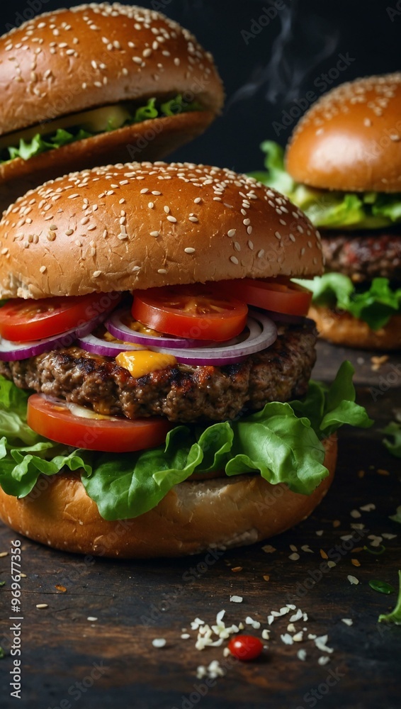 Delicious bio burgers with fresh ingredients. Delicious bio burgers with fresh ingredients.