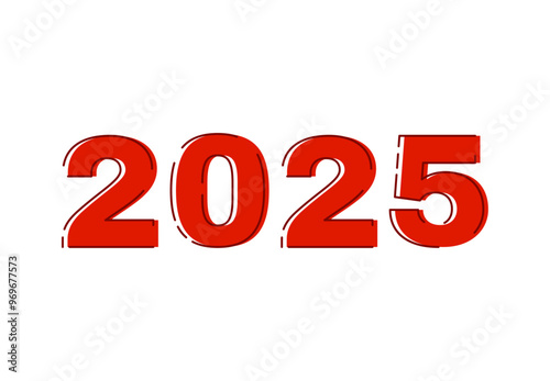 2025 Happy New Year Design Red Realistic Abstract Logo Symbol Vector Illustration