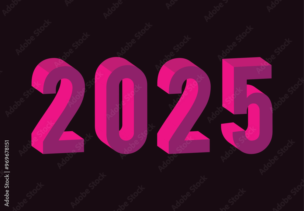 Happy New Year 2025 Abstract Pink 3D Realistic Elegant Design Logo Symbol Vector Illustration Happy New Year 2025 Abstract Pink 3D Realistic Elegant Design Logo Symbol Vector Illustration