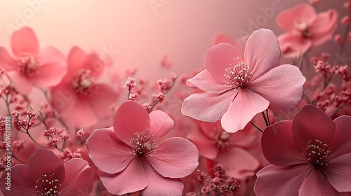 Banner with flowers on light pink background.