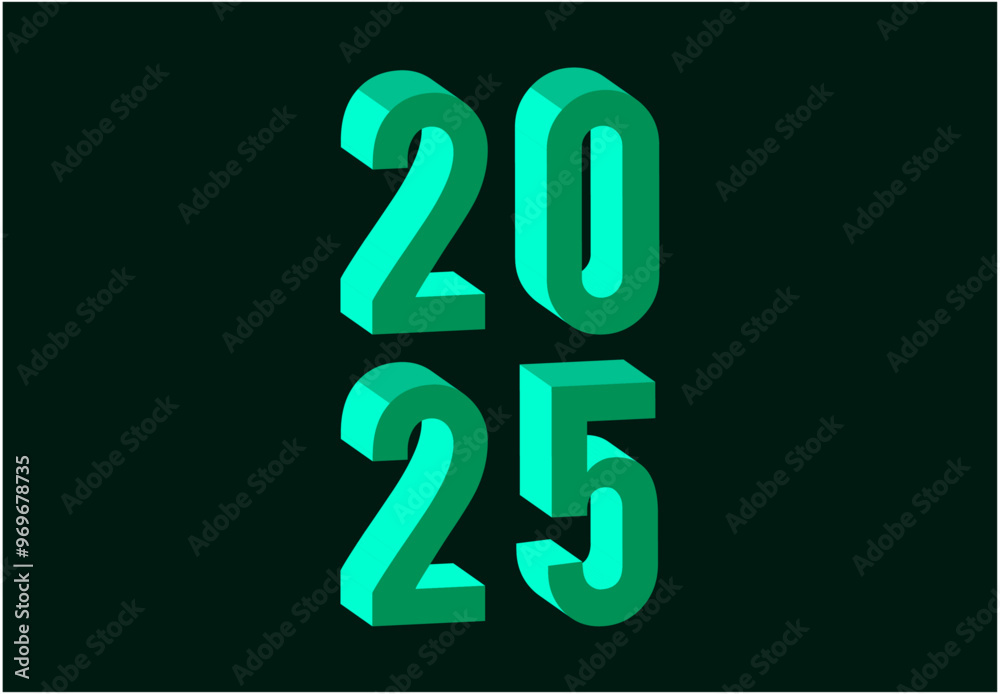 Happy New Year 2025 Abstract Green 3D Realistic Elegant Design Logo Symbol Vector Illustration Happy New Year 2025 Abstract Green 3D Realistic Elegant Design Logo Symbol Vector Illustration