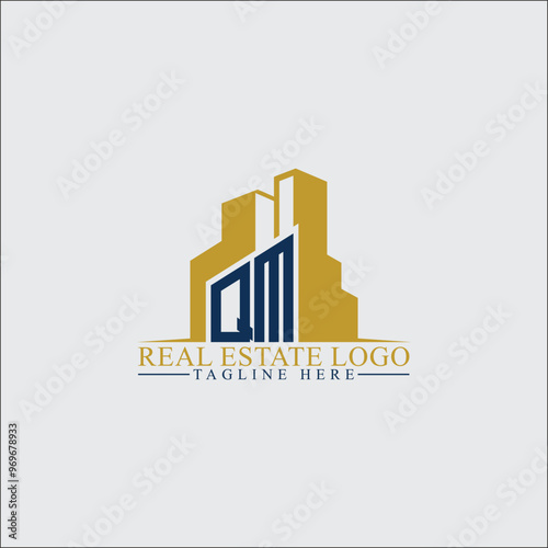 Modern QM Real Estate Logo Design with Building Silhouettes