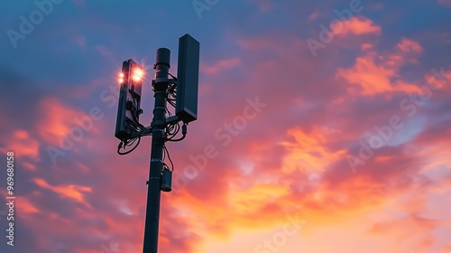 Compact 5G antenna mounted on a streetlight pole.