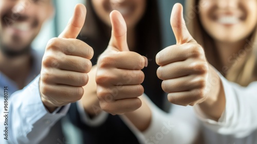 Group of different business people giving thumbs up. Dream team of smiling friends, colleagues or business partners doing like gesture, hands closeup. Satisfaction, successful teamwork concept.