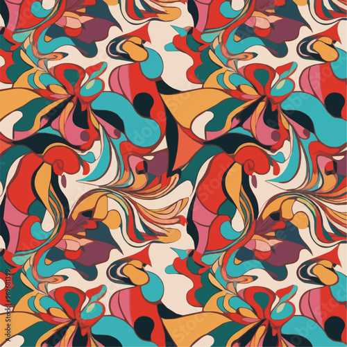 Creative generative AI image with beige pink and green pattern as abstract background