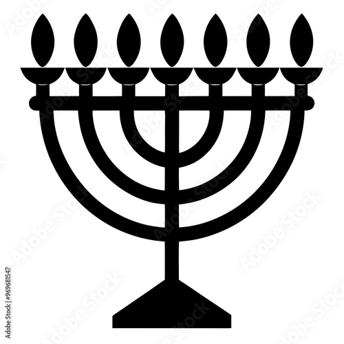 Silhouette-style Hanukkah menorah vector illustration 