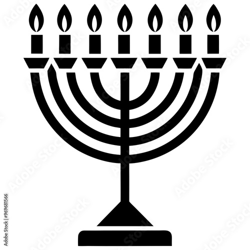 Silhouette-style Hanukkah menorah vector illustration 